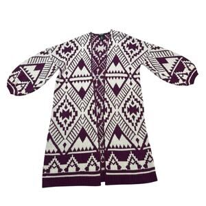 Wrangler Retro Sweater Womens Small / Medium Purple White Geometric Aztec Open